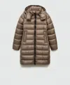Mango Water-repellent Quilted Coat Medium Brown In Medium Brown