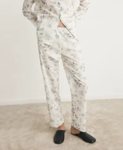 Mango Watercolor Print Cotton Pajama Pants In Blue