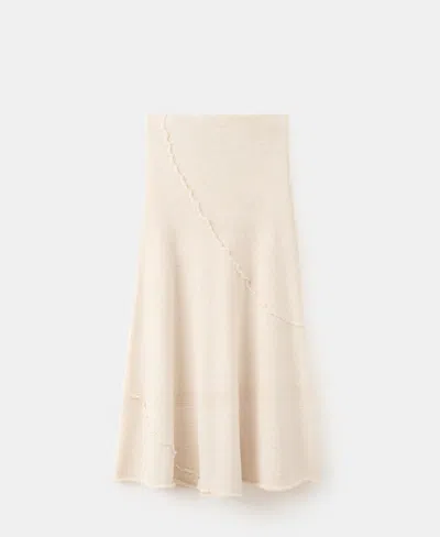 Mango Women's Wavy Stitching Detail Knit Skirt In Light Pastel Brown