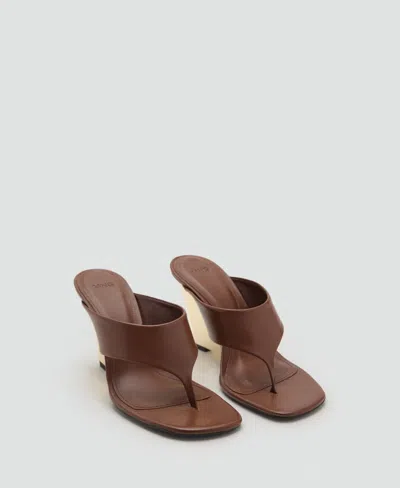 Mango Women's Wedge Leather Sandals In Brown