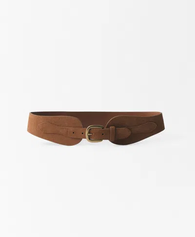 Mango Women's Wide Leather Belt In Brown