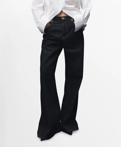 MANGO WOMEN'S WIDE-LEG BUTTON JEANS