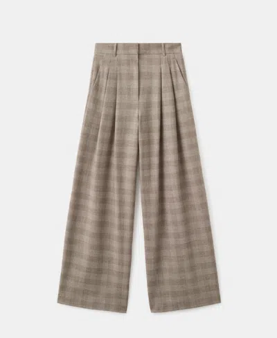 Mango Women's Wide-leg Check Suit Pants In Brown