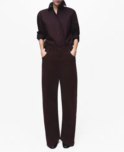 Mango Women's Wide-leg Corduroy Jeans In Burgundy