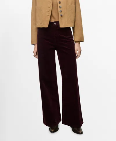 Mango Women's Wide-leg Corduroy Jeans In Burgundy