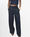 Mango Wide Leg Denim Pants With Stitching In Blue