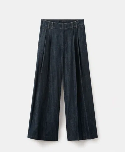 Mango Women's Wide Leg Denim Pants In Blue