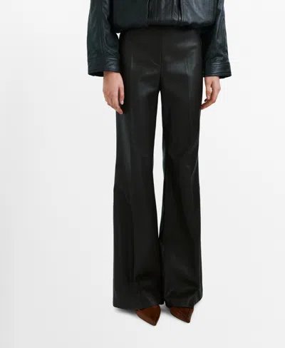 Mango Women's Wide-leg Faux-leather Pants In Black
