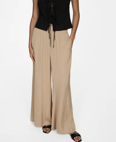 Mango Women's Wide Leg Fluid Pants In Beige