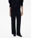 Mango Tie Waist Wide Leg Pants In Dark Navy