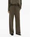 Mango Tie Waist Wide Leg Pants In Khaki