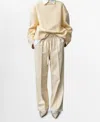 Mango Wide Leg Faux Leather Pants In Ecru
