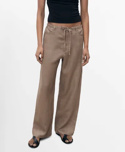 Mango Women's Wide Leg Linen Pants