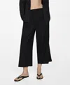 Mango Women's Wide Leg Linen Pants In Black