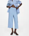 Mango Women's Wide Leg Linen Pants In Sky Blue