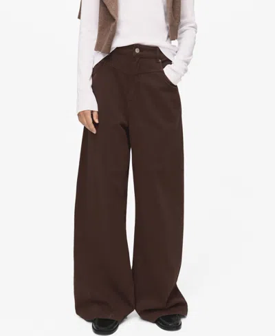Mango Women's Wide Leg Loose Mid-rise Jeans In Brown