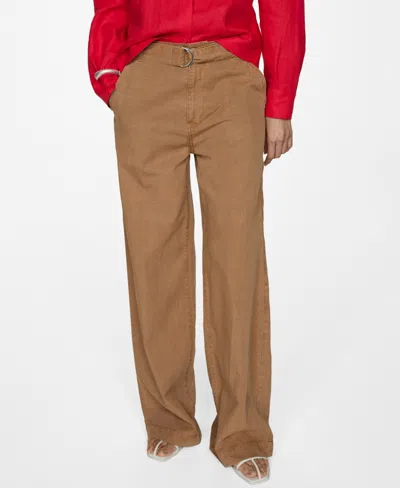 Mango Women's Wide Leg Lyocell Pants In Brown