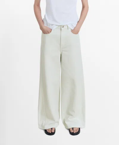 Mango Women's Wide Leg Mid-rise Jeans In White