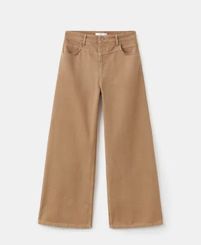 Mango Women's Wide-leg Mid-rise Loose-fit Jeans In Brown