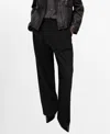 Mango Wide-leg Mid-rise Pleated Trousers Black