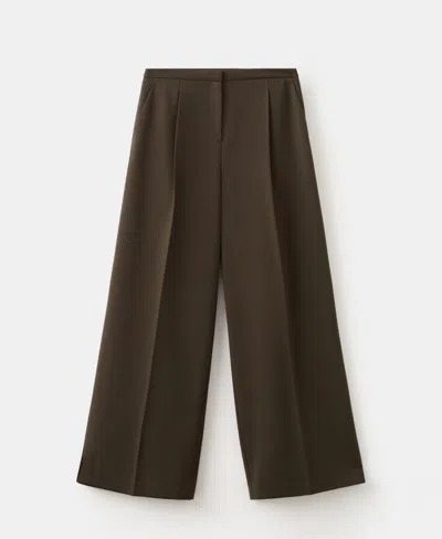 Mango Women's Wide-leg Mid-rise Pleated Pants In Brown