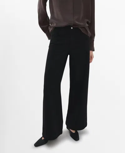 Mango Women's Wide Leg Mid-rise Jeans In Black