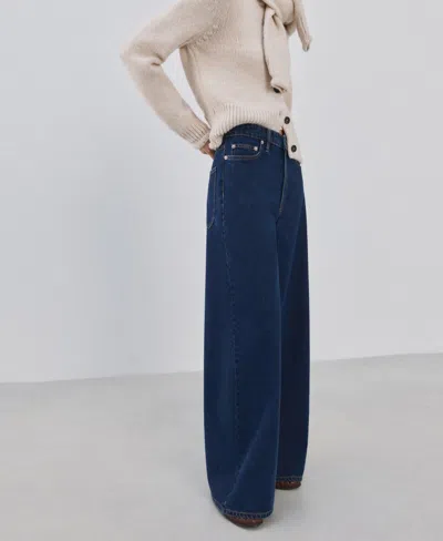 Mango Wide Leg Mid-rise Jeans Open Blue
