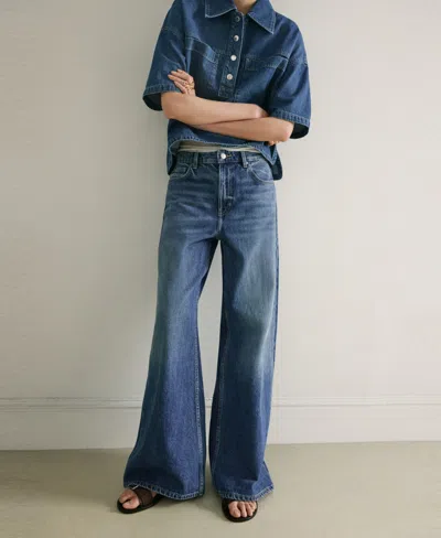 Mango Women's Wide Leg Mid-rise Jeans In Blue