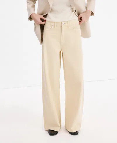 Mango Women's Wide Leg Mid-rise Jeans In Neutral