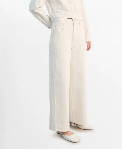 Mango Women's Wide Leg Mid-rise Jeans In White