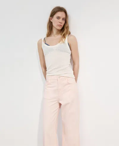 Mango Women's Wide Leg Mid-rise Jeans In White
