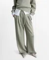 Mango Drawstring Pleated Wide Leg Pants In Khaki