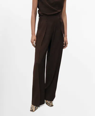 Mango Women's Wide Leg Pleated Pants