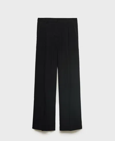 Mango Women's Wide-leg Pleated Pants In Black