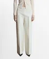 Mango Wide Leg Crop Pants In Ecru