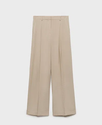 Mango Women's Wide-leg Pleated Pants In Neutral