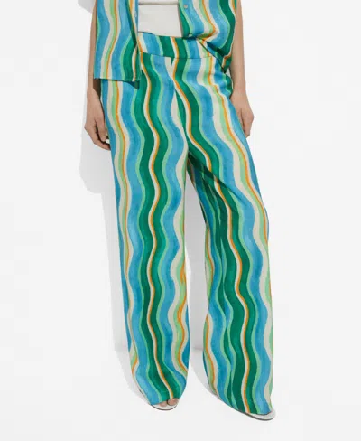 Mango Women's Wide Leg Printed Pants In Green
