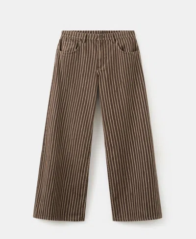 Mango Women's Wide Leg Striped Jeans In Brown