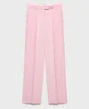 Mango Pleat Front Wide Leg Pants In Pink