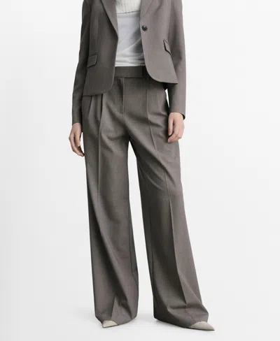 Mango Women's Wide Leg Suit Trousers In Brown
