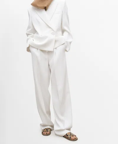 Mango Women's Wide Leg Suit Trousers In White