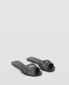 Mango Leather Sticth Detail Cut Out Sandals In Black