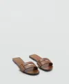 Mango Leather Sticth Detail Cut Out Sandals In Brown