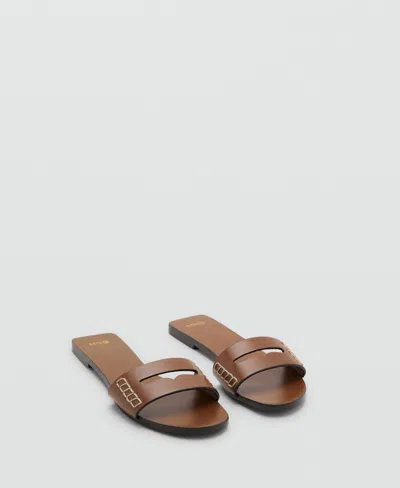Mango Women's Wide Strap Leather Sandals In Brown