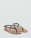 Mango Ankle Strap Thong Sandal In Burgundy