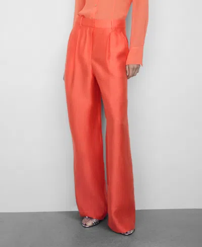 Mango Women's Wideleg Linen Pants In Orange