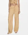 Mango Linen Cargo Pants In Sand