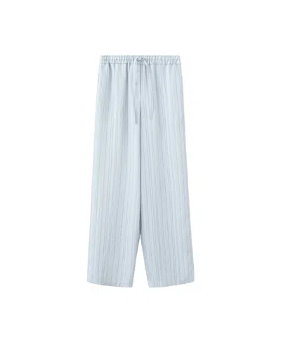Mango Women's Wide-leg Striped Pants In Blue