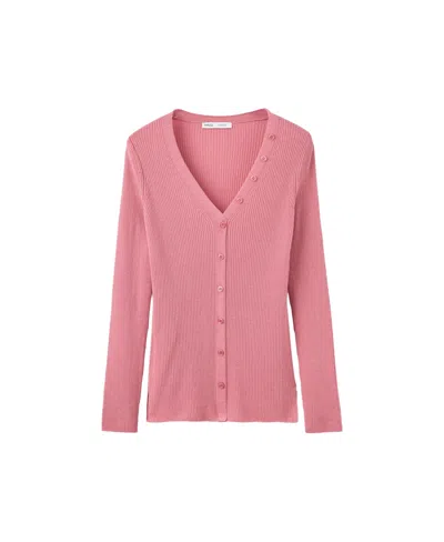 Mango Women's Wilmot Long-sleeve Ribbed V-neck Cardigan In Light Pink