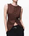 Mango Women's Wool-blend Buttons Vest In Brown